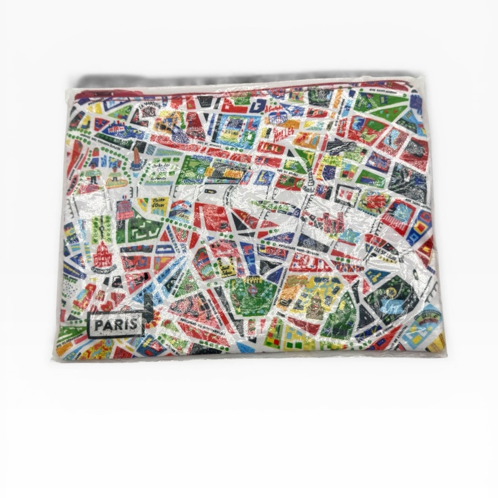 TROUSSE City of PARIS Streetmap CORBINEAU Print Cosmetic Bag Makeup Pouch